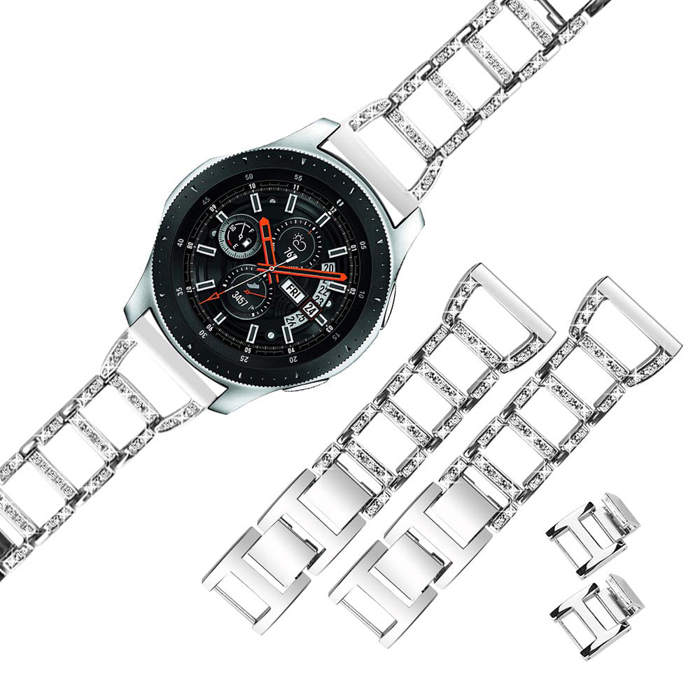 Metal Bands WIth Diamonds For Samsung S3/Galaxy Watch 46mm(Silver)