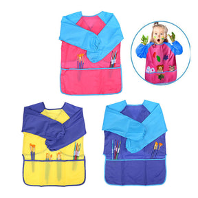 3 Pack Kids Art Smocks Waterproof Artist Painting Aprons Long Sleeve with 3 Pockets