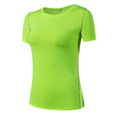 Adore Women Pro Short Sleeve T-Shirt Tight Perspiration Quick Dry Yoga Tops For Training Running Fitness 2003-Green