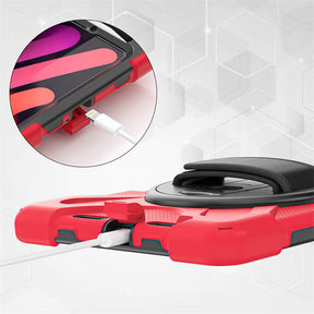 iPad Shockproof Case For iPad Mini 6 With Pencil Holder Kickstand/Shoulder Strap-Red