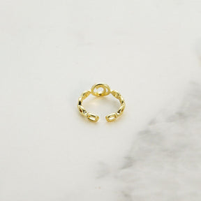 Letter Chain Rings Adjustable Opening Rings for Women Girls-A