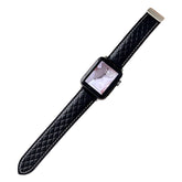 Vintage Leather Band Rhombus Pattern Magnetic Clasp for Apple Watch-Black