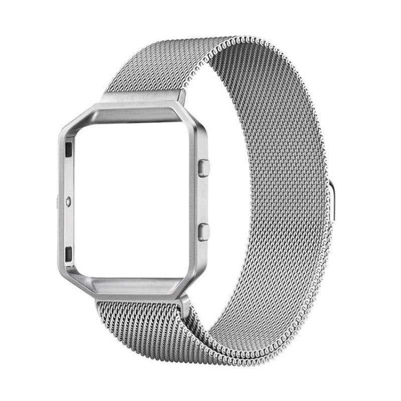 Stainless Steel Bracelet Replacement Strap Without Metal Frame For Fitbit Blaze-Silver