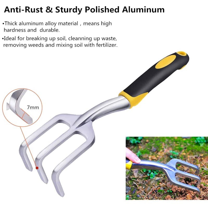 3Pcs Heavy Duty Gardening Tools Cast Aluminum with Soft Rubberized Non-Slip Handle Garden Tools Set -Yellow