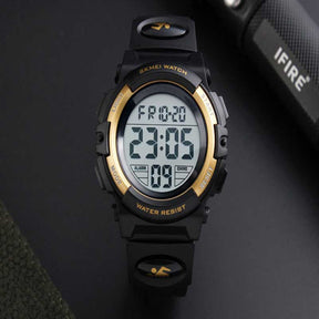 Kids Fashion Digital Watch Boys Sports Waterproof Led Watches-Gold