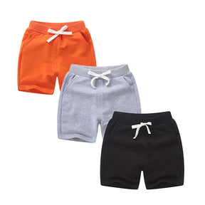 Kids 3 Pack 100% Cotton Sport Jogger Shorts Casual Elastic Pants-E