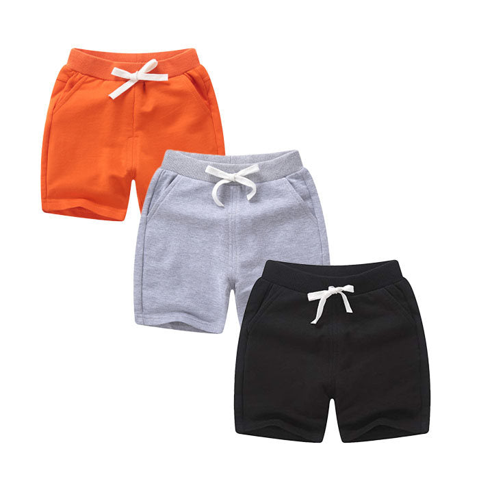 Kids 3 Pack 100% Cotton Sport Jogger Shorts Casual Elastic Pants-E