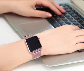 Buckle Metal Mesh Watch Watch Band For Apple Watch SE/6/5/4/3/2/1(Rose Gold)