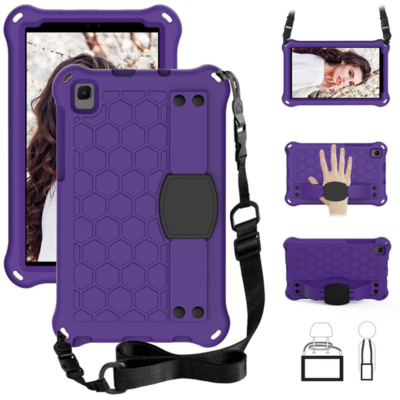 Hive Tablet Case For SamSung Tab A7 Lite 8.7(T220/T225) 2021/Tab A8 (P200/P225) 2019 Durable Stand Cover With Shoulder Strap-PurpleBlack