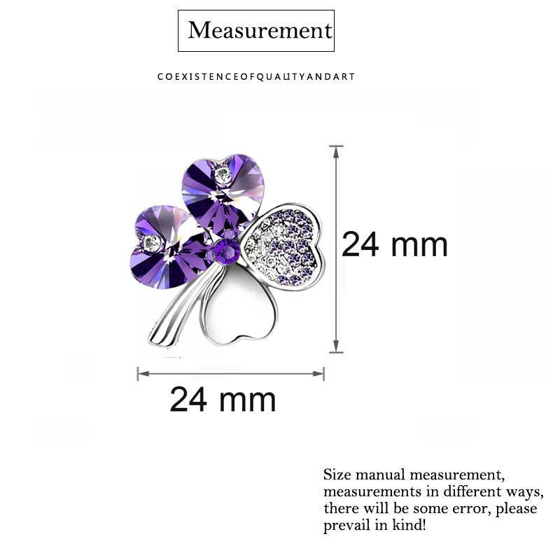 Pair of Four Leaf Clover Pin Brooch Womens Clothes Fashion Accessories-Dark Purple