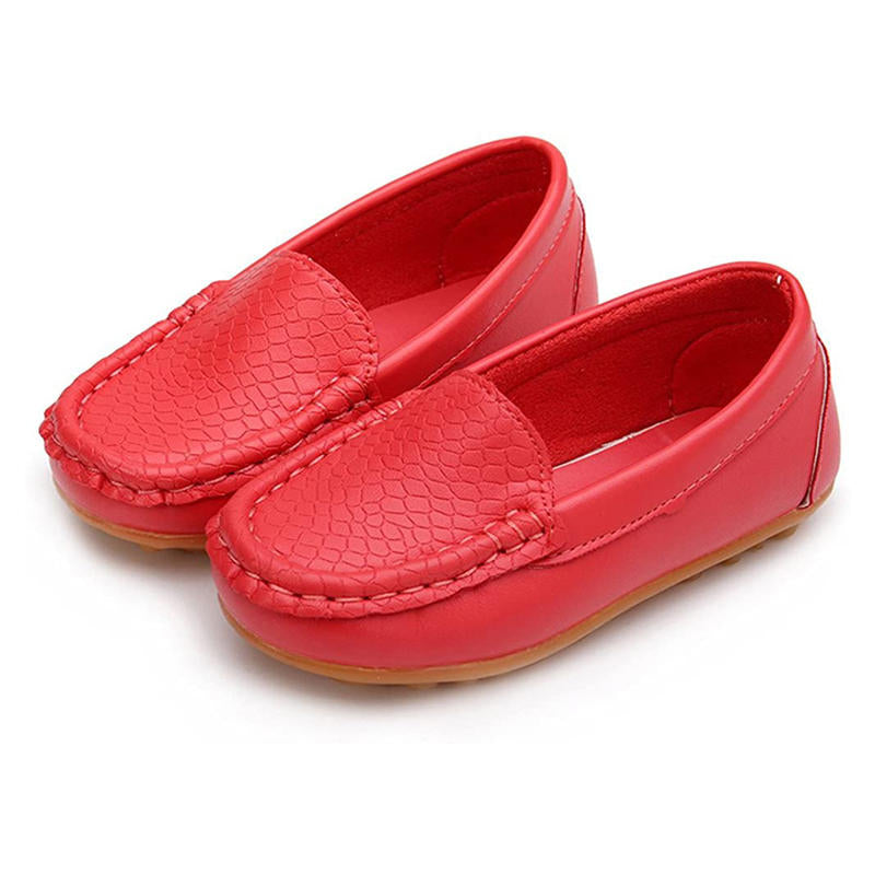 Casual Toddler Flat Shoes Boys Girls Soft Slippery Loafers-Red