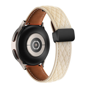 22mm Classic Leather Band Black Folding Buckle for Samsung Huawei Watch-Starlight