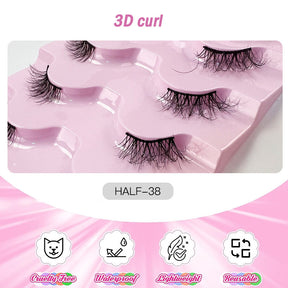 Half Lashes Natural Looking Cat Eye Fluffy 3D Curly False Eyelashes-38