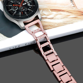 Metal Bands WIth Diamonds For Samsung S3/Galaxy Watch 46mm(Rose Gold)