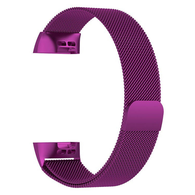 For Fitbit Charge 3 Wristband Milanese Replacement Stainless Steel Watch Band-Purple