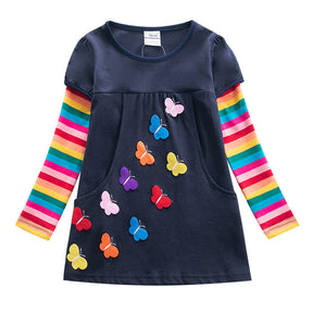 Winter Cotton Toddler Girl Clothes Long Sleeve Girls Dresses For Kids-Royal Blue