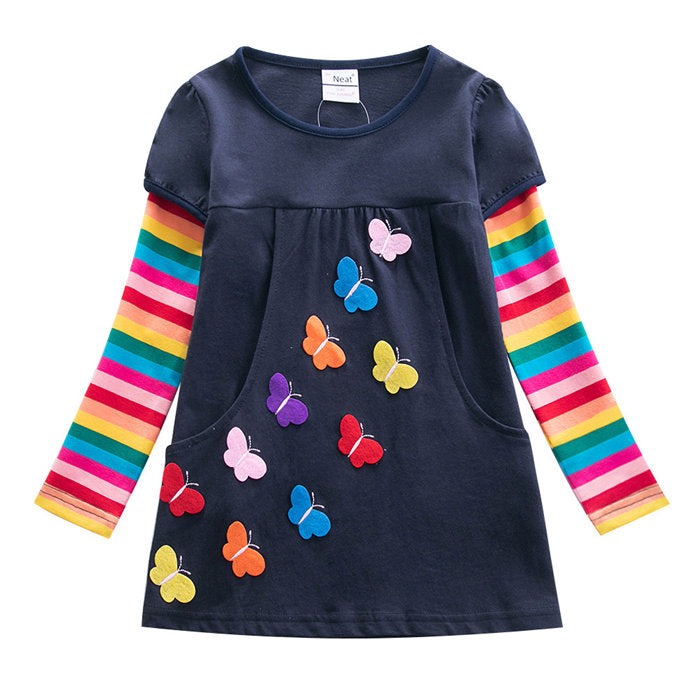 Winter Cotton Toddler Girl Clothes Long Sleeve Girls Dresses For Kids-Royal Blue