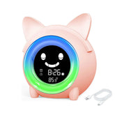 Alarm Clock with Five Color Night Light for Kids Bedroom-Pink