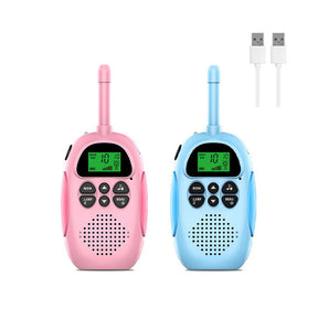 2 Pcs Kids Walkie Talkies Rechargeable 22 Channels 2 Way Radio-Pink Blue