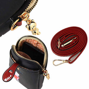 Women PU Crossbody Bag Cute Mobile Wallet-Black