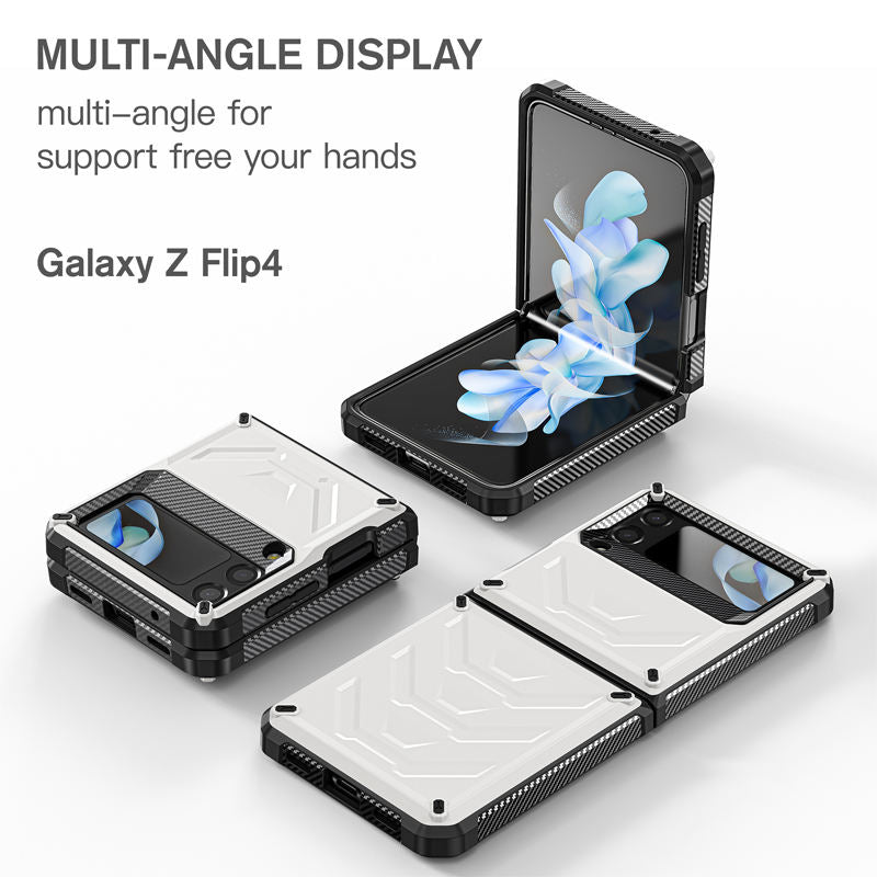 6.7inch Armored Full-Body Rugged Protection Case for Samsung Galaxy Z Flip 4-White