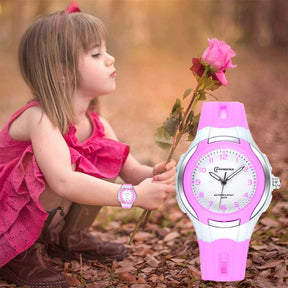 Kids Waterproof Learning Time Wrist Watch-Purple