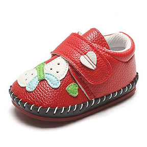Baby Girls Pu Leather Walking Sneakers Toddler Rubber Cartoon Shoes-Red