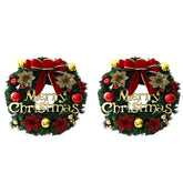 2 Pcs Artificial Pine Christmas Wreath Ornaments Holiday Decorations with Spruce Bowknot Bells