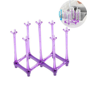 Retractable Cup Drying Rack Plastic Mug Tree for Kitchen Office-Purple