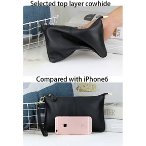 Leather Clutch Small Envelope Crossbody Bags for Women-Black