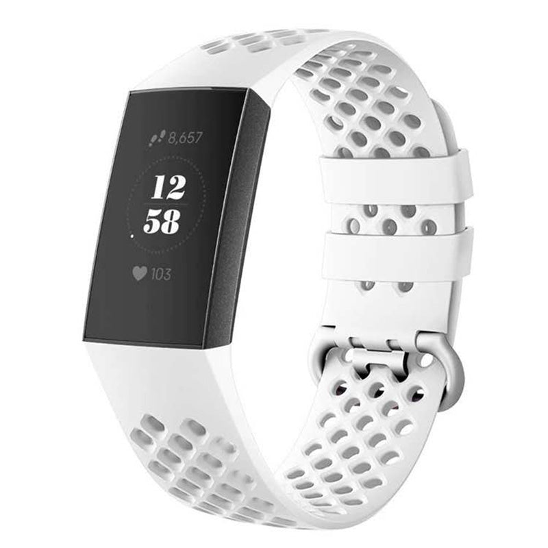 DDK Silicone Watch Band Adjustable Wristband Replacement Sport Strap For Fitbit Charge 3/Fitbit Charge 4 For Women-White