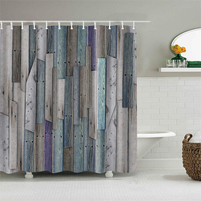 Vintage Wooden Printed Shower Curtains Bathroom Decor Accessory-6