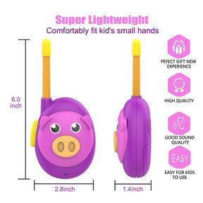 2 Pcs Kids Walkie Talkies with Lanyards 2 Way Radios for 3-12 Year-Purple/Pig