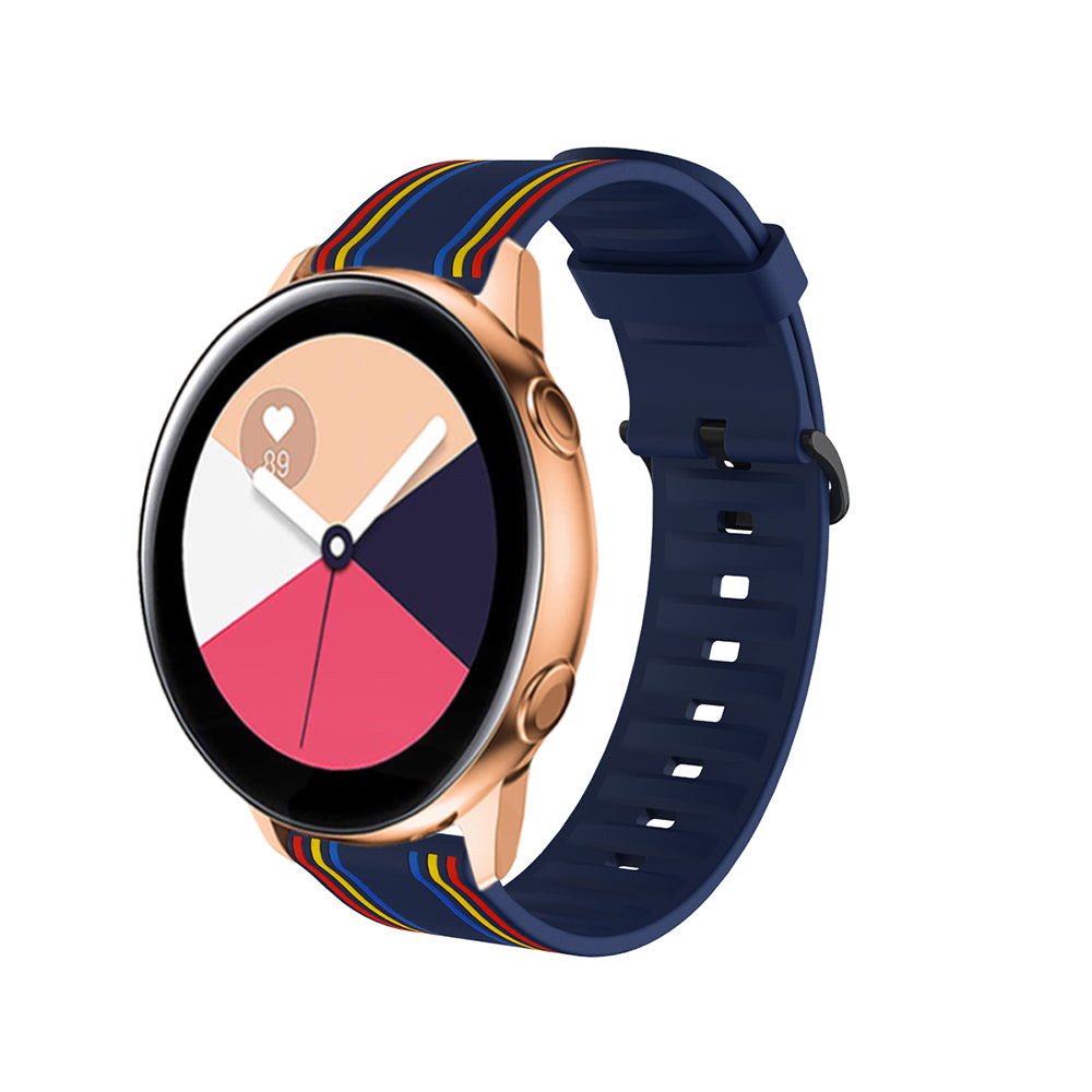 Silicone Band Striped Watch Band For Samsung Galaxy Watch 42/46mm Gear S3 Frontier/Classic(Rainbow Blue)