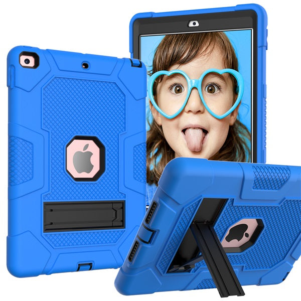 B3 Robot iPad Case Silicone Shockproof Protective Stand Cover For 10.2inch iPad 7/8/9-DarkBlue&Black