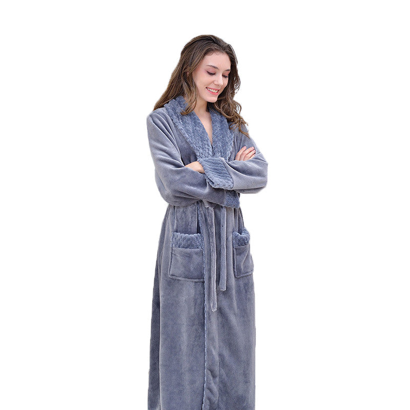 Warm Soft Plush Robe with Pockets for Unisex-Grey