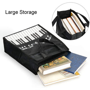 Piano Keys Music Waterproof Oxford Cloth Handbag Shoulder Shopping Bag-Black