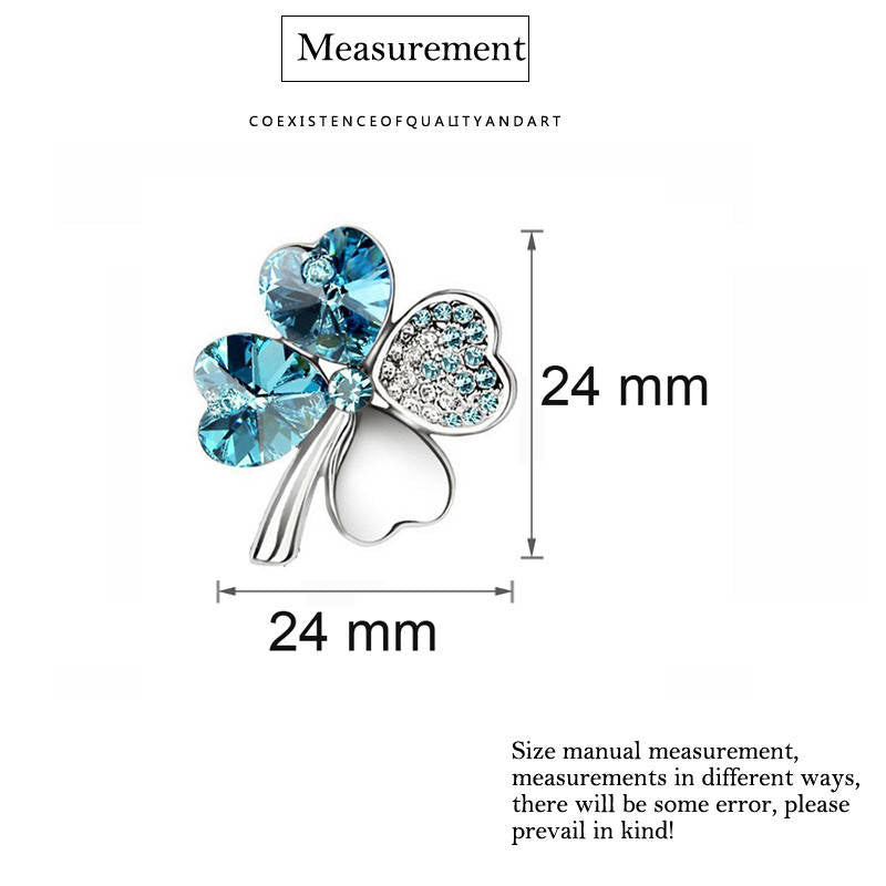 Pair of Four Leaf Clover Pin Brooch Womens Clothes Fashion Accessories-SeaBlue