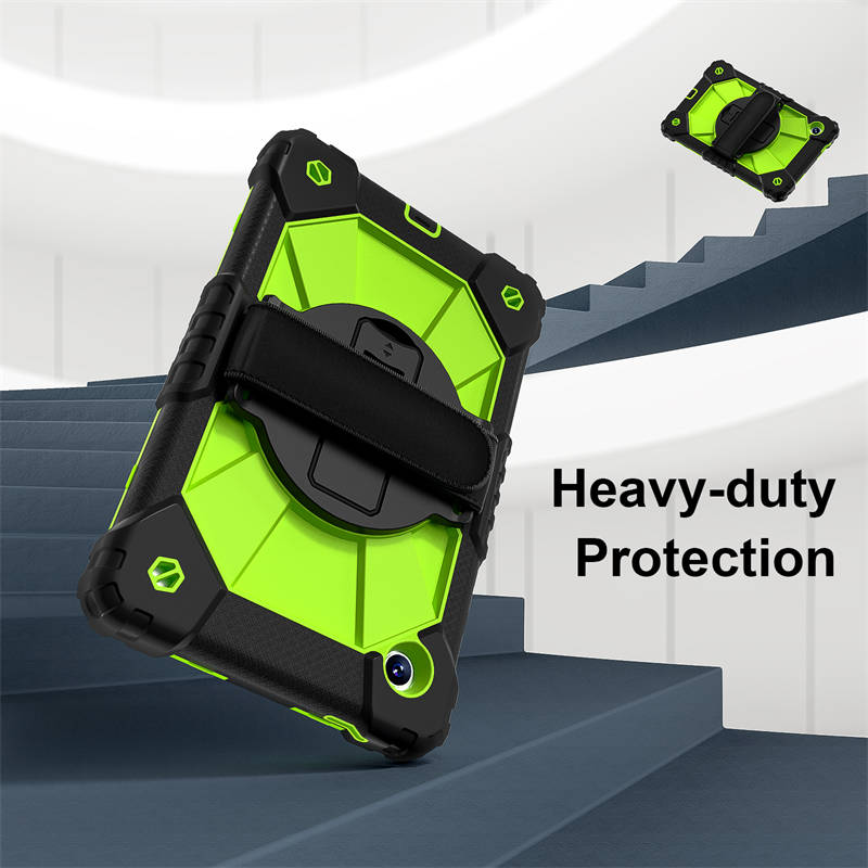 Tablet Case Full Body Protection with Stand Shoulder Strap for Galaxy A9 Plus-BlackGreen