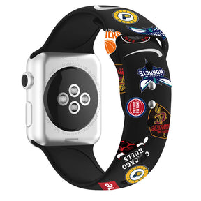 Soft Silicone Watch Bands Pattern Printed Band for iWatch Series6/5/4/3/2/1/SE-NBABlack