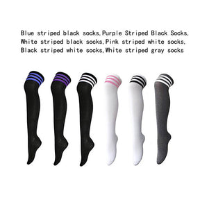 6 Packs A Womens Long Striped Socks Over Knee Thigh High Socks Warm Stocking