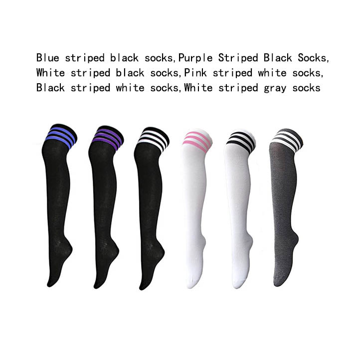 6 Packs A Womens Long Striped Socks Over Knee Thigh High Socks Warm Stocking