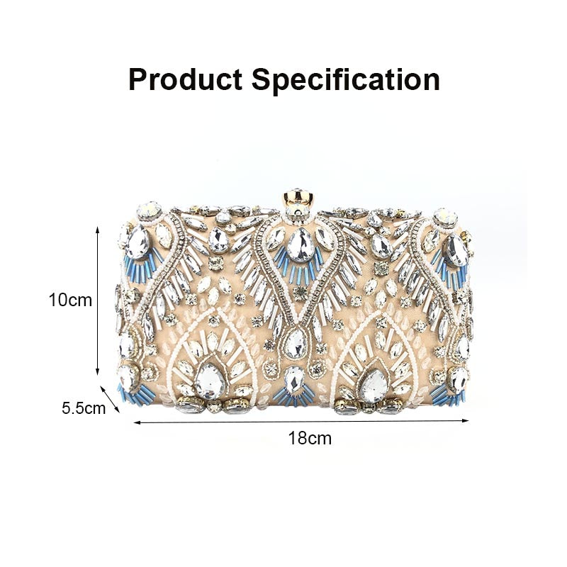Vintage Beaded Clutch Evening Bags Flapper Handbag Clutch for Women-Apricot