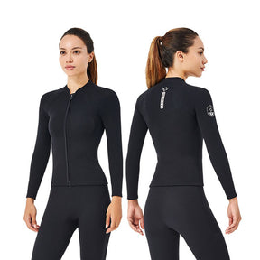 Adore 2MM Wetsuit Split Top Long-sleeved Snorkeling Suit Cold And Warm Wetsuit For Women-D240002-Black