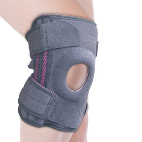 Knee Brace with Side Stabilizers,Adjustable Knee Support Sleeve with Patella Gel Pads for Men Women Arthritic Pain Relief,Running and Exercise (Grey)