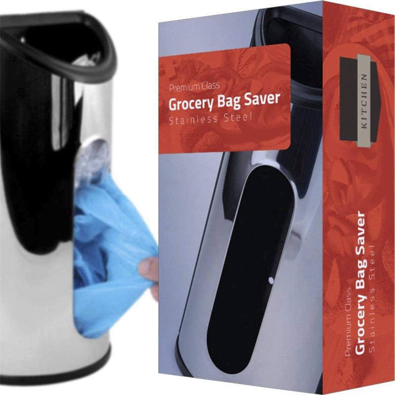 Stainless Steel Kitchen Plastic Bag Holder and Dispenser for Plastic Bags Easy Wall Mount Bag Saver