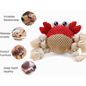 Dog Squeak Toy Partially Filled with The Chew Toy Suitable for Puppy and Medium Dogs-Crab