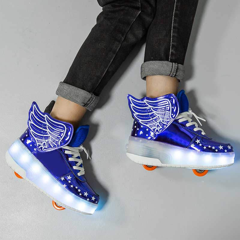 Kids LED Light Up Shoes High top Dancing Sneakers for Boys Girls-Blue