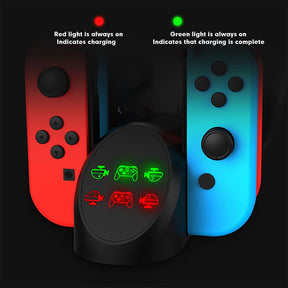 Charging Station with LED Indicator for Switch Joy Cons and Pro Controllers