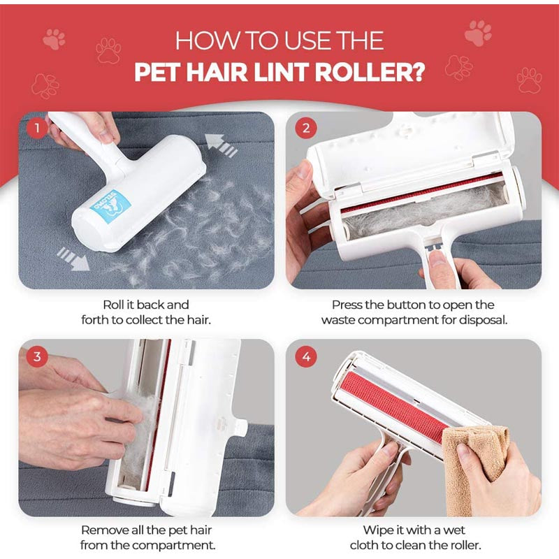 Pet Hair Remover Roller Dog & Cat Fur Remover with Self-Cleaning Base Hair Removal Tool